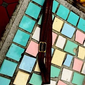 Leather brown small belt with Italian buckle